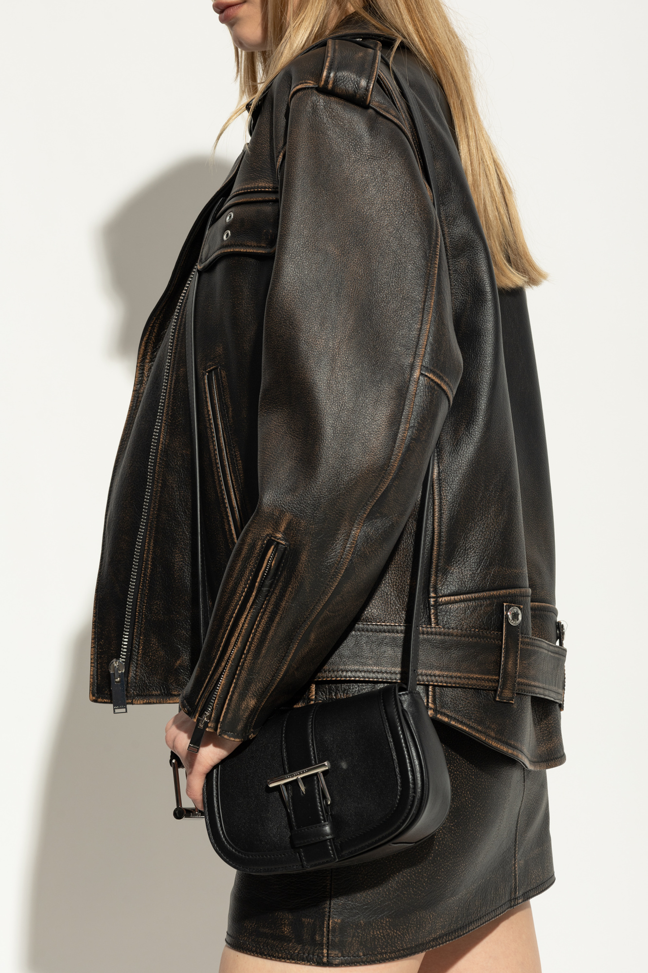 Black Leather bag Mini T-Bar Satchel Alexander McQueen